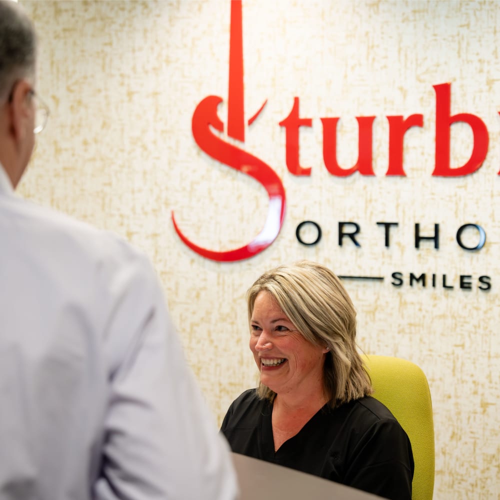 Reception desk at Sturbridge Orthodontics.
